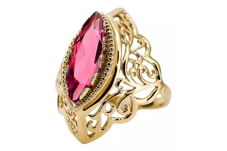 خاتم مجوهرات فينتاج الروبين 14 كارت من الذهب الأصفر vrc017y